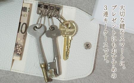 本革 スリムキーケース３連 日本製 革製品 レザー コンパクト Liete vivid ネイビー