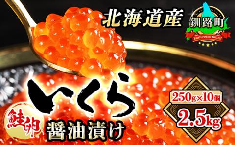 いくら醤油漬け 250g ×10個セット ＜北海道産の鮭卵＞【配送不可地域：離島】