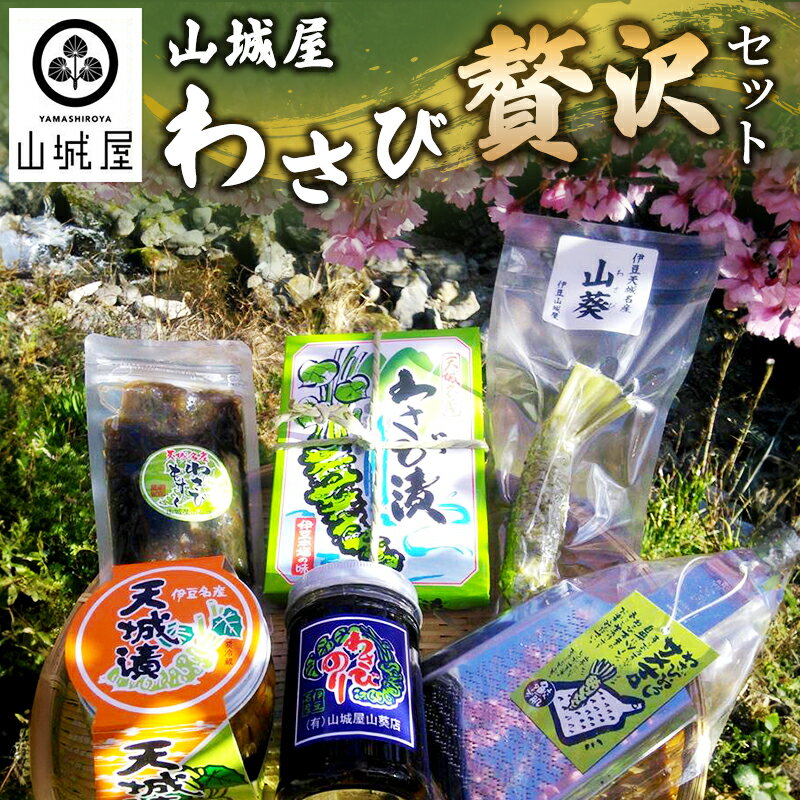 【ふるさと納税】わさびもずく わさび贅沢セット 詰め合わせ 調味料 伊豆産わさび わさび漬 天城漬 わさびのり 生わさび わさび専用おろし器 伝統栽培 世界農業遺産 山城屋 静岡県河津町 ギフト　加工食品・野菜・わさび・ワサビ・山葵