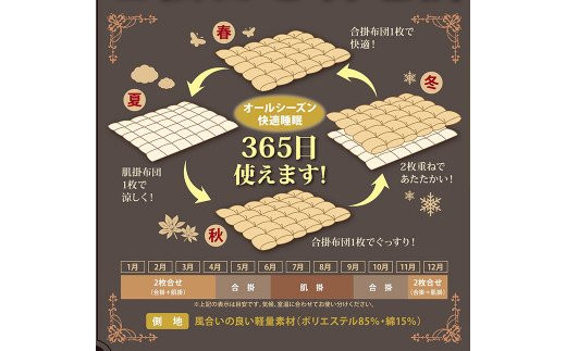 羽毛布団 2枚合わせオールシーズン使用可能 ダブル ダウン85% 190×210cm 計1.5kg