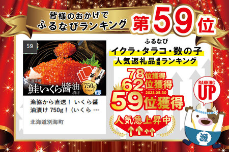 いくら醤油漬け 750g！ （ いくら イクラ 鮭卵  醤油漬け 北海道 野付 人気 ふるさと納税  ）