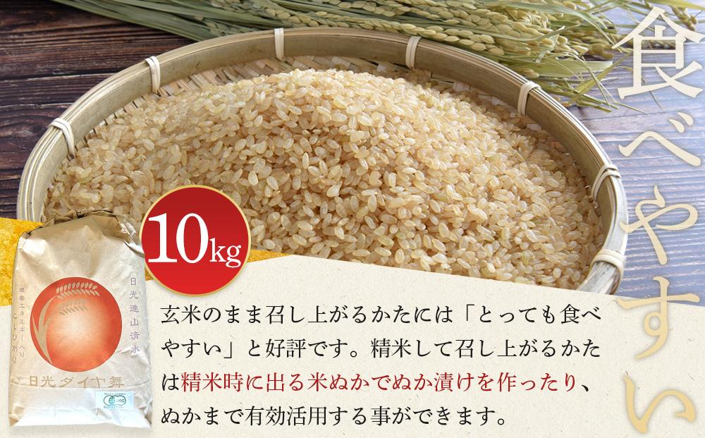 玄米 10kg JAS有機認定 日光ダイヤ舞 令和7年度米 こしひかり 新米 先行予約 【2025年9月下旬以降発送予定】 ｜ お米 有機栽培 無農薬 コシヒカリ 栃木県 日光市