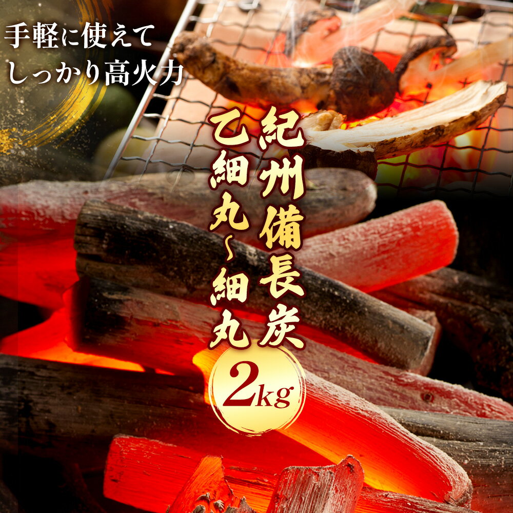 【ふるさと納税】紀州備長炭 炭 備長炭 乙細丸 ～ 細丸 2kg 紬商店《30日以内に出荷予定(土日祝除く)》和歌山県 日高川町 送料無料 備長炭 紀州備長炭 炭 高火力 BBQ 焼肉 炭火焼き キャンプ レジャー 国産 火起こし 高品質