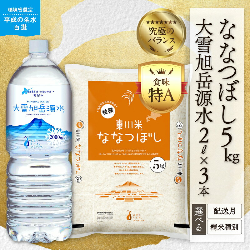 【ふるさと納税】【令和8年産 新米】【精米種別・配送月を選べる】東川米 「 ななつぼし 」 5kg+大雪旭岳源水6Lセット
