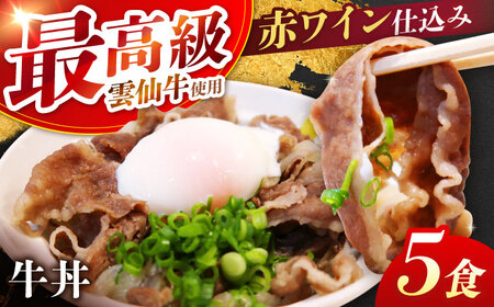 【最高級ブランド牛使用】 牛丼　5食 (90g×5パック) 赤ワイン仕込み 冷凍 レトルト 惣菜 肉 牛肉 小分け / 南島原市 / 道の駅ひまわり[SFR006]