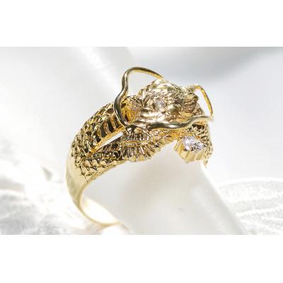 ふるさと納税 昭和町 K18イエローゴールド　ダイヤモンド入りドラゴンリング　18号 |  | 02