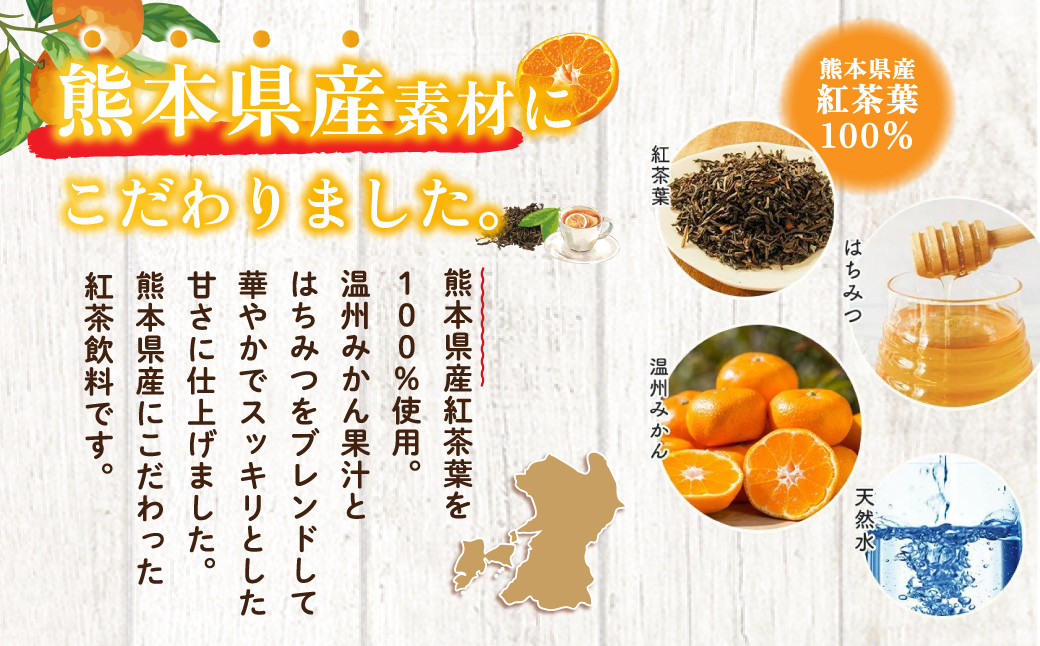 【熊本県産】ジューシー みかん紅茶 1ケース (200ml×24本) 温州みかん 紅茶