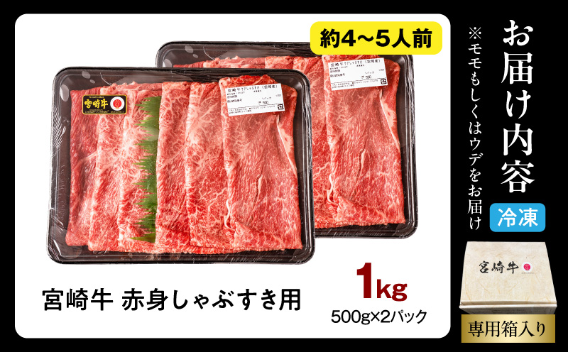 宮崎牛 モモ or ウデ 赤身しゃぶすき用1kg