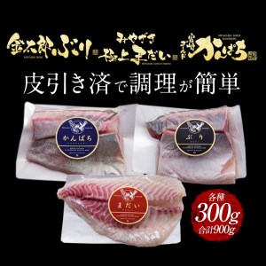 鰤屋金太郎【冷蔵】ぶりたいかんぱちスキンレスロイン各種300g N018-YB349-1