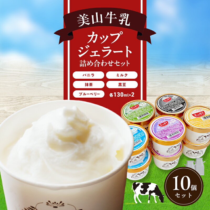 【ふるさと納税】スイーツ 冷凍 美山牛乳 10個 カップジェラート 詰め合わせセット デザート お菓子 生乳 ミルク バニラ 抹茶 黒豆 ブルーベリー 南丹市 京都府 ギフト