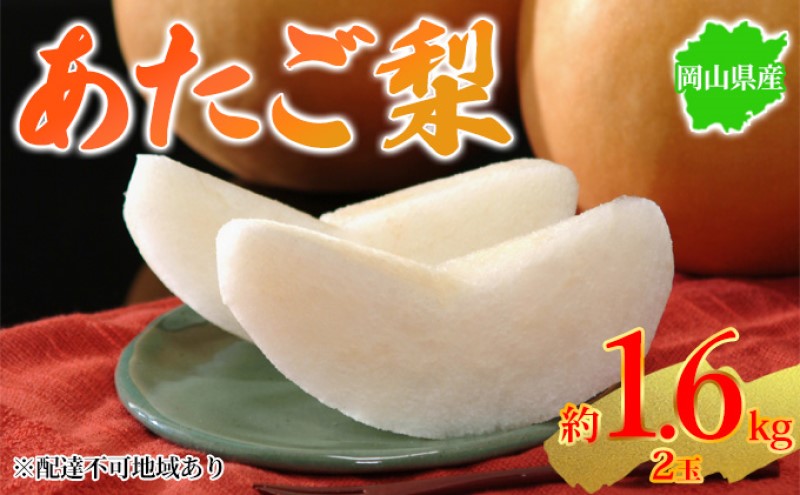 梨 2026年先行予約 岡山県産 あたご梨 約1.6kg 2玉 お届け 11月下旬～12月中旬