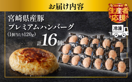 ≪数量限定≫宮崎県産豚プレミアムハンバーグ(計16個) 肉 豚肉 加工品 惣菜_T001-011-ZO【人気 ハンバーグ ギフト ハンバーグ 食品 ハンバーグ 惣菜 ハンバーグ 自家製  ハンバーグ 