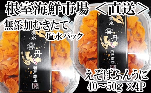 
B-11093 無添加むきたてエゾバフンウニ(赤系)塩水パック40～50g×4P
