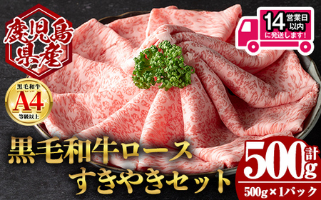 ＜14営業日以内発送！＞鹿児島県産黒毛和牛ロース すき焼き用セット (計500g・500g×1) 国産 牛肉 すき焼き【肉のちょーさん】A955