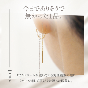K18YG&WG 2カラー BLONDE チェーンピアス ピアス アクセサリー ジュエリー レディース K18 イエローゴールド ホワイトゴールド BLONDE 鑑別書付 保証書付 ジュエリーケース付