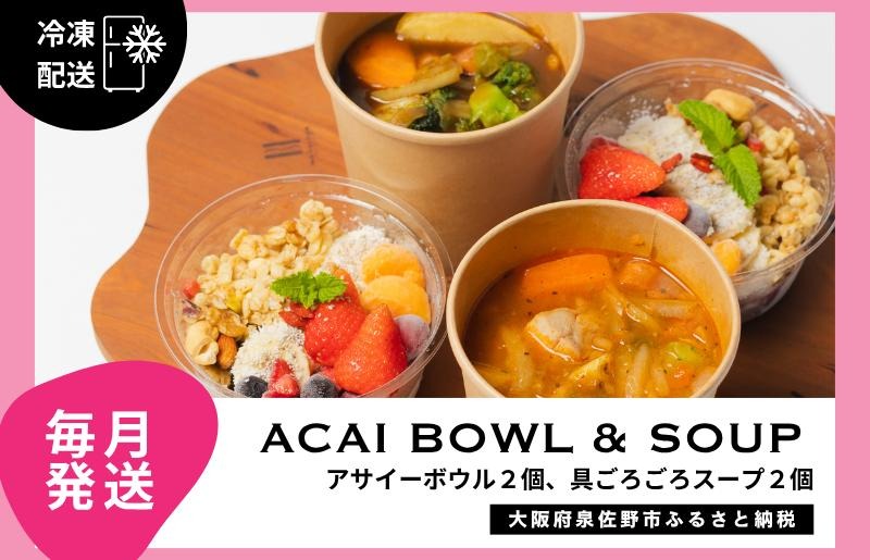 G3138 【定期便】アサイーボウル 2個＆具ごろごろスープ 2個 全12回【毎月配送コース】