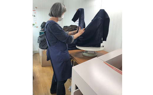 【阿部ニット】《ネイビー》両あぜ編みミドルゲージサマーニット（美濃和紙使用）Mサイズ  メンズファッション メンズ 服 ファッション F20C-413
