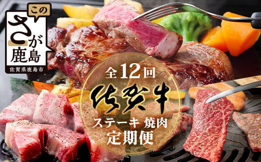 【定期便12回】佐賀牛 ステーキ・焼肉 定期便 【サーロイン 焼肉 焼き肉 ステーキ】 V-47