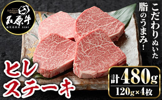 
            ＜数量限定＞石原牛 ヒレステーキ ヒレ(計480g・120g×4枚) 黒毛和牛 国産 九州産 鹿児島県産 牛肉 ブランド牛 和牛 ヒレ ステーキ 赤身 冷凍 贅沢 贅沢な一品 贈答用 ギフト用【株式会社石原PRO】a-56-2-z
          