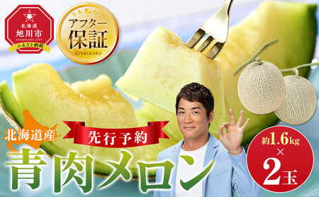 【先行予約】 北海道産青肉メロン1.6kg×2玉 (2026年7月中旬から発送)  | メロン_05291