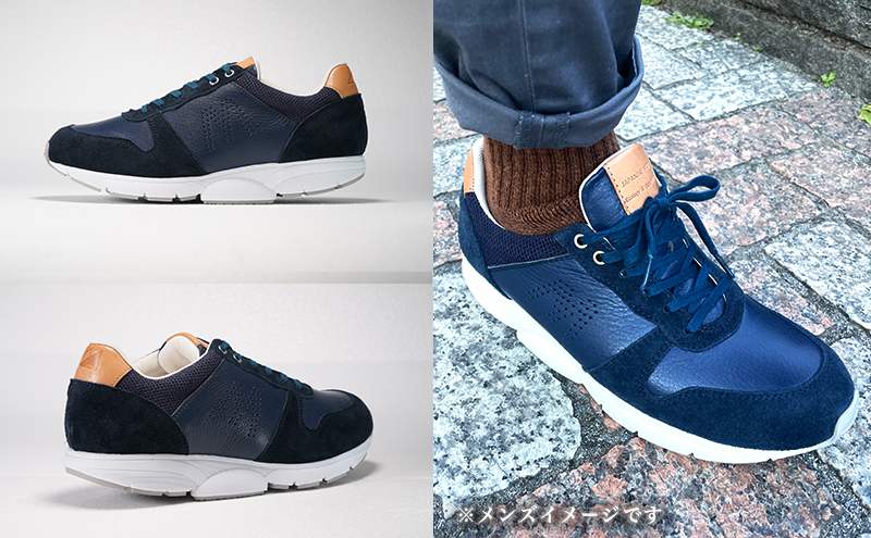 MIDFOOT ( ミッドフッド ) 紳士靴 レザースニーカー MF001JM  27.5cm( ネイビー ) 4E　【 ファッション 靴 シューズ スニーカー メンズ 】 【 お洒落 レザーシューズ