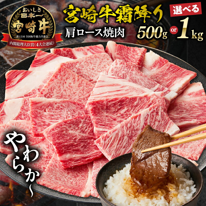 【ふるさと納税】《レビューキャンペーン》【選べる内容量】宮崎牛霜降り（肩ロース）焼肉 計500g〜1kg 宮崎牛 国産牛 和牛 牛肉 焼肉 赤身 霜降り 肩ロース ロース ギフト ミヤチク 宮崎県 高千穂町 送料無料