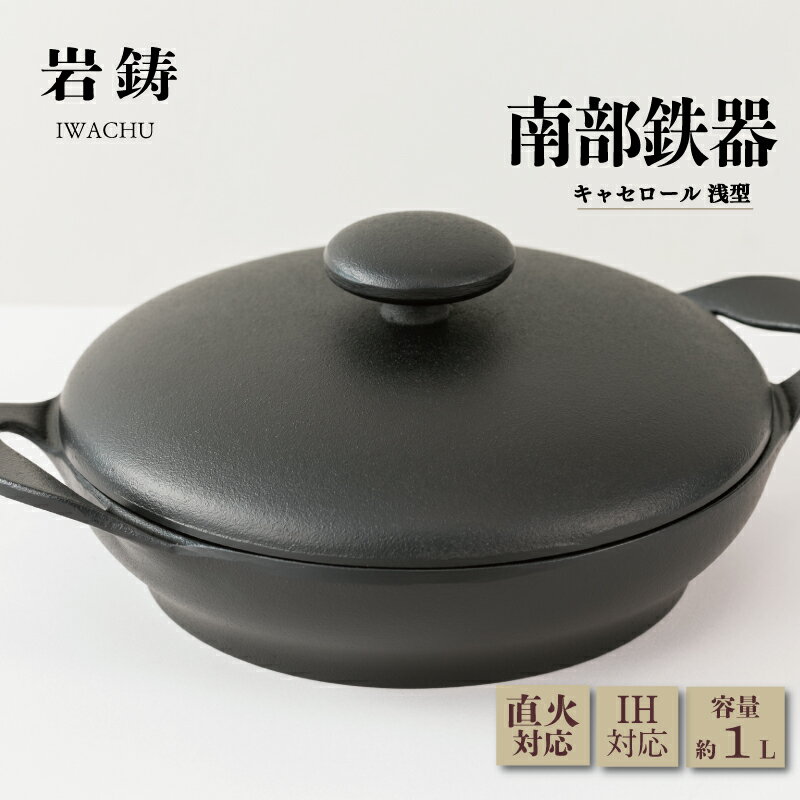 【ふるさと納税】 南部鉄器 キャセロール 20cm 浅型 岩鋳 IH対応 伝統工芸品 両手鍋 鉄鍋 煮込み料理 日本製 窯焼き 調理 アウトドア 職人 直火 調理器具 キッチン用品 岩手県 盛岡市 東北 岩手 盛岡 株式会社岩鋳