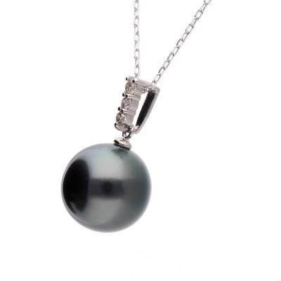 ふるさと納税 神戸市 【星朧】黒蝶真珠(タヒチパール) ダイヤモンド PT900 プラチナ ペンダントトップ |  | 01