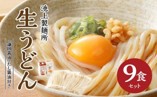 本家　池上製麺所　生うどん9食（鎌田醤油　だし醤油）｜うどん 生麵 るみおばあちゃん 釜たまうどん 生醤油 醤油 生うどん 麺 麺類 香川 香川県 高松 讃岐 さぬき