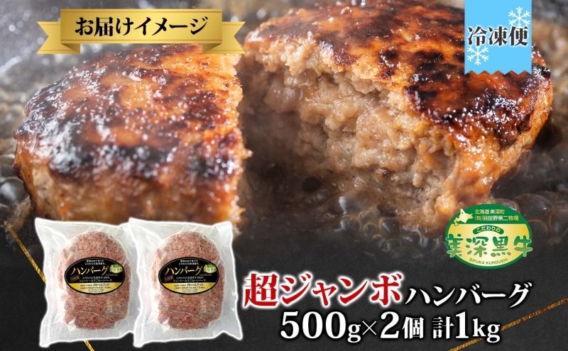 美深町 肉のはたのハンバーグ 2個 500g×2 冷凍 ギフト 詰め合わせ 和牛 牛肉 お弁当 ランチ 昼食 夕食 おかず 総菜 バーベキュー ハンドメイド 手作り 美深黒牛 ブランド 霜降り 団らん
