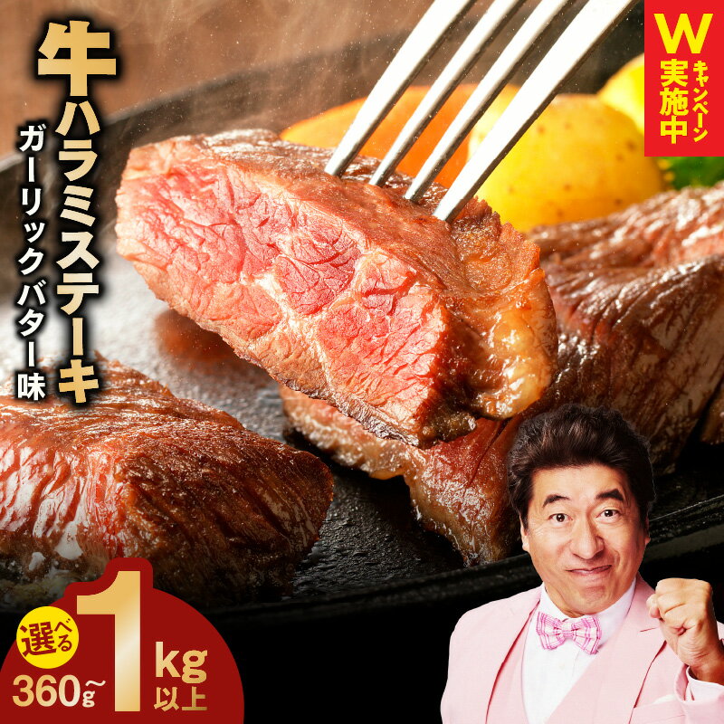 【ふるさと納税】【訳あり】 牛ハラミ ステーキ 4枚 / 8枚 / 10枚 特別規格 55キャンペーン ガーリックバター味 小分け 厚切り カット 牛肉 肉厚 肉 ハラミ ジューシー 極味付け肉 サイズ 不揃い 焼肉 バーベキュー お取り寄せ 冷凍 泉佐野市 送料無料 肉の泉佐野
