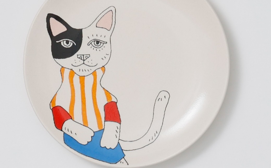 
            【喜鶴製陶】有田焼／猫絵皿 3寸小皿 保護猫事業
          