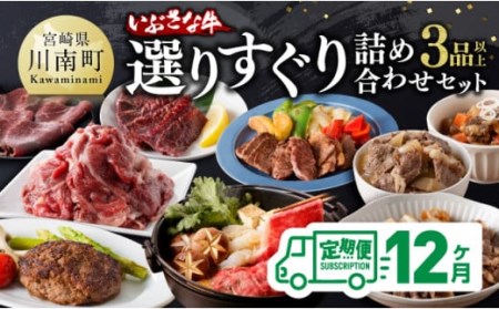 【12ヶ月定期便】いぶさな牛 選りすぐり 詰め合わせセット【肉 牛肉 精肉 いぶさな牛 国産 九州産 宮崎県産 全12回  牛肉】