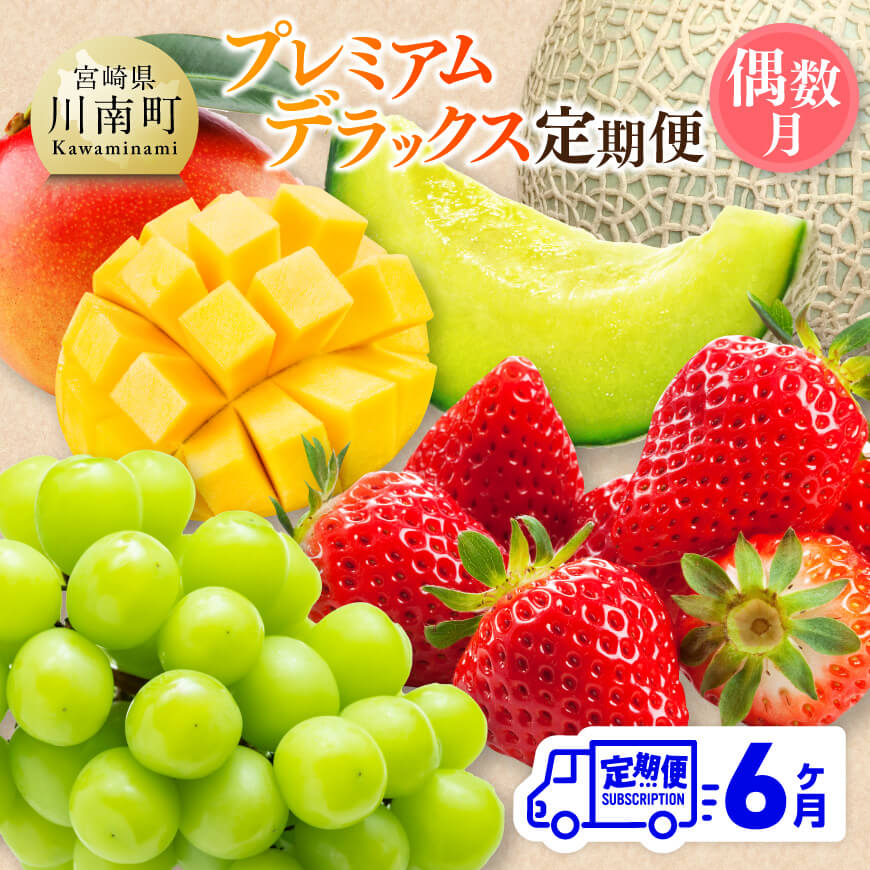 【ふるさと納税】※レビューキャンペーン※【 全6回定期便 】 プレミアム デラックス 定期便 【偶数月】 - 川南町産 いちご 完熟 マンゴー ぶどう シャイン マスカット メロン D11719t6