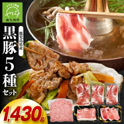 【ふるさと納税】鹿児島県産黒豚5種 合計1,430g詰め合わせセット【配送不可地域：離島】【1185959】