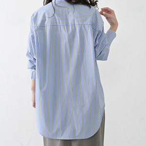 【THE INDUSTRY WORKS】ベーシックスタンドカラーシャツ（ブルー×グリーン）・1着　TIW-W036（74-28-BLGR） レディース カジュアルシャツ