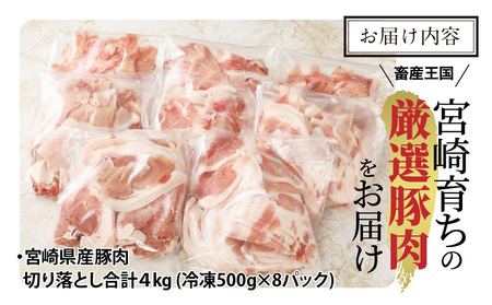 【期間限定】宮崎県産豚肉切り落とし合計4.5kg（冷凍500g×9パック）