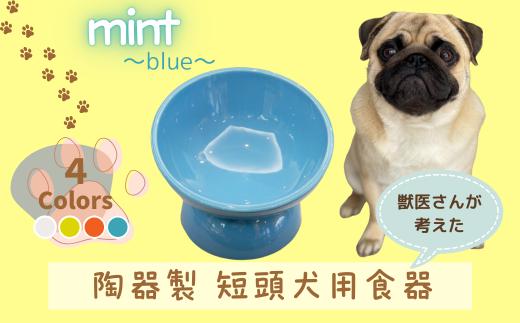 【ペット用品】陶器製 短頭犬用食器　ミント（ブルー） ／CHOB3_536151 奈良県 奈良市 なら 10-094
