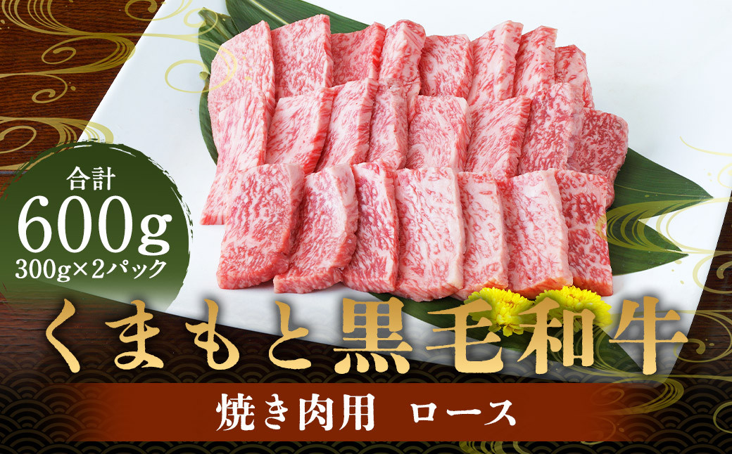 
                  くまもと黒毛和牛 焼き肉用ロース 600g （300g×2） 肉 お肉 牛肉 和牛 ロース 焼肉 国産 熊本県 人吉市
                