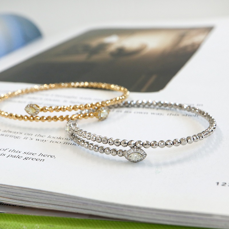 甲府市発 ダイヤモンド ブレスレット K18 0.4ct 形状記憶 [PB-0095-1YGm]