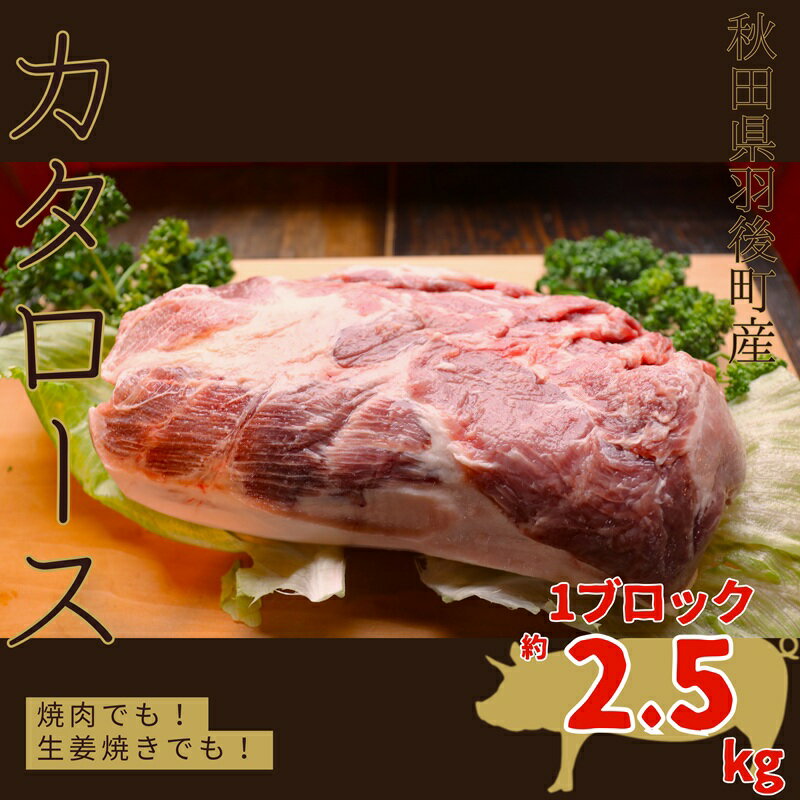 【ふるさと納税】秋田県 羽後町産 豚肉 カタロース 1ブロック 2.5kg前後 [ 肉 豚 ポーク BBQ 豚カツ カツ ]
