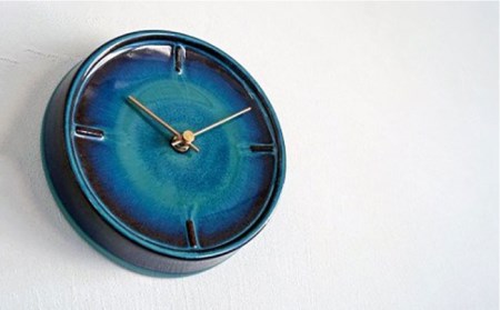 陶磁器製掛け時計 GLAZED CLOCK 『青海鼠釉』【杉浦製陶】 インテリア 雑貨 おしゃれ [TAO006]