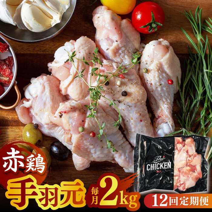 【ふるさと納税】【12回定期便】赤鶏の手羽元 2kg【日本一鶏肉研究所 株式会社 】[ZCU124]