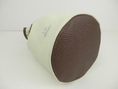 F-58　本革巾着バッグ※オフホワイト／ブラウン