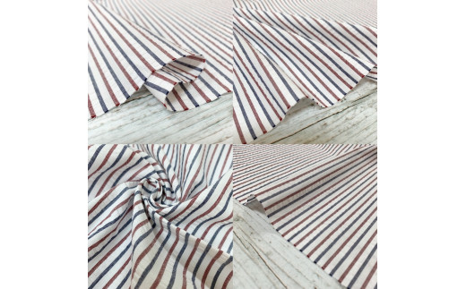 06-26　播州織生地「コットンサッカーストライプ（50013）」（1.5ｍ）　赤ストライプ