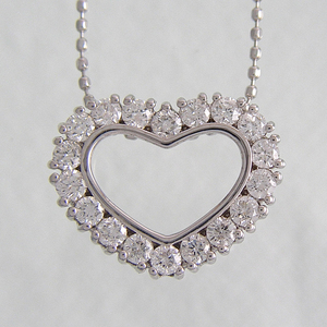55-9-6 ｅｊブランド『ロマネスク』オープンハートネックレス　Pt900/ダイヤモンド0.50ct