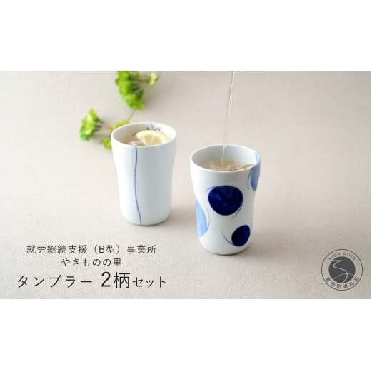 有田焼 染付 タンブラー2柄セット（ゆらぎ花・2色玉だみちらし）【やきものの里】食器 器 うつわ カップ 電子レンジ対応 磁器 A14-162
