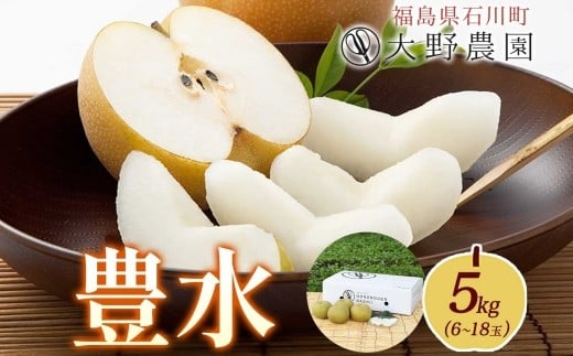 梨5kg 豊水 6～18玉 ｜ なし 旬 果物 フルーツ 甘い シャキシャキ 産地直送 新鮮 お取り寄せ 大野農園 福島県 石川町【19008】