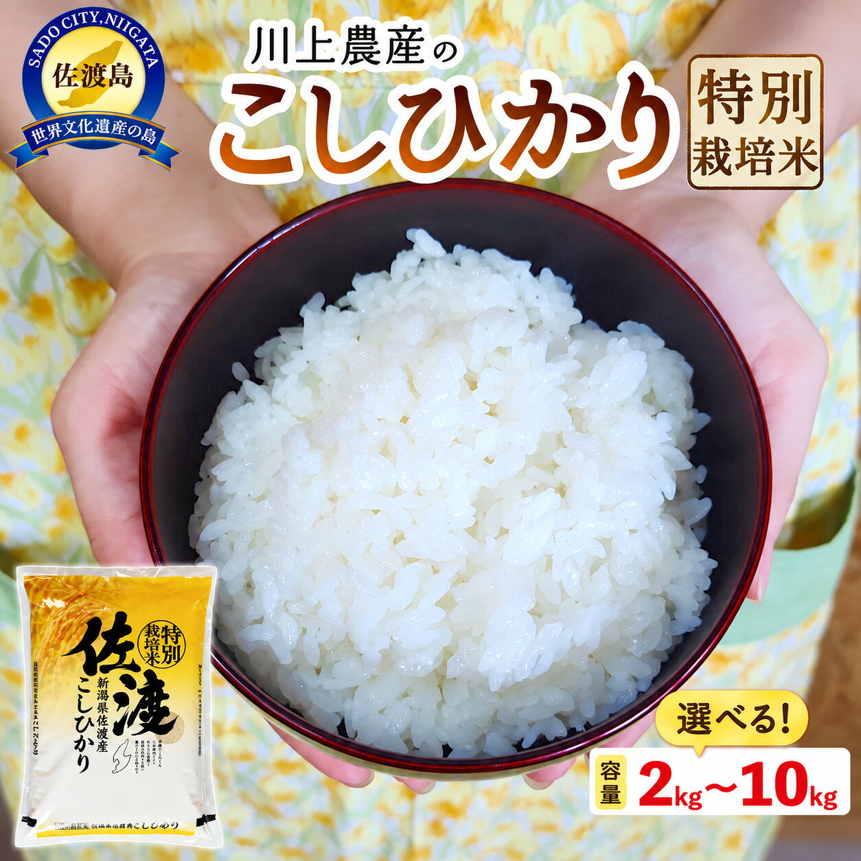 【ふるさと納税】米 コシヒカリ 新潟 2kg 4kg 5kg 10kg 選べる 単品 令和7年産 川上農産 ASIAGAP認証 佐渡産 白米 精米 こしひかり 新潟県産 こめ コメ ブランド米 おすすめ お取り寄せ ごはん おにぎり お弁当 新潟県 佐渡市