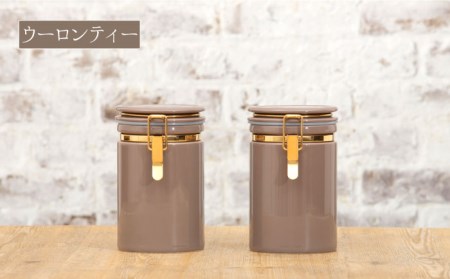 【美濃焼】コーヒーキャニスター200 2個セット ゴールドリング アイボリー×ウーロンティー【ZERO JAPAN】保存容器 コーヒー豆 紅茶 緑茶 日本茶 陶器 密閉 密封 遮光 コーヒー 豆 粉 